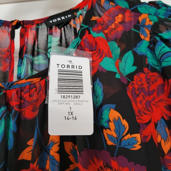 NWT Torrid Maxi Floral Chiffon dress w/ lace sleeves sz 1X - Picture 7 of 7